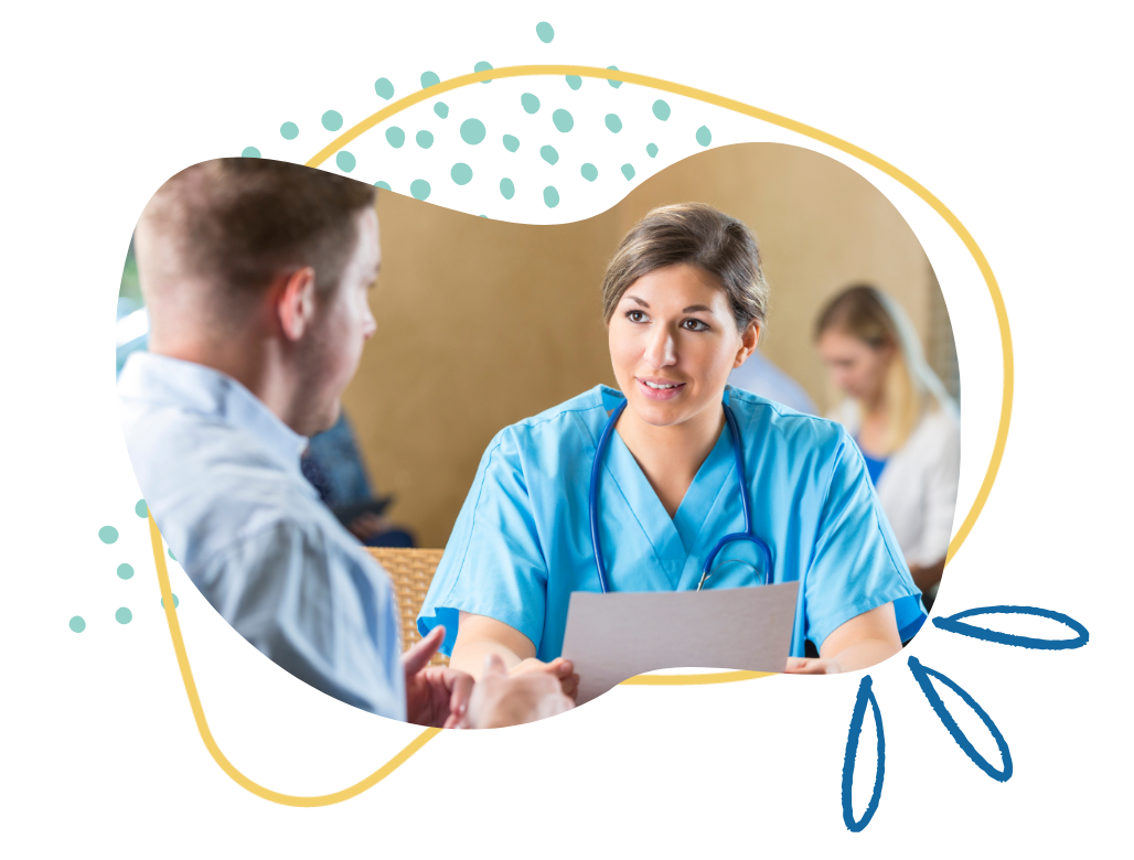 A VCU Pediatric Nurse discusses SafeHaven’s mental health resources with hospital management